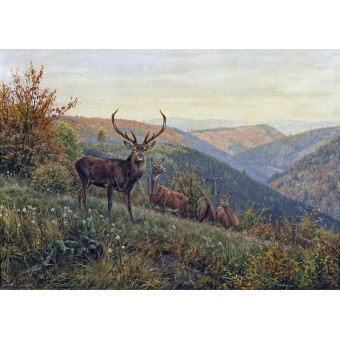 РЕПРОДУКЦИИ НА КАРТИНИ Стадо елени в планините Харц (1892)